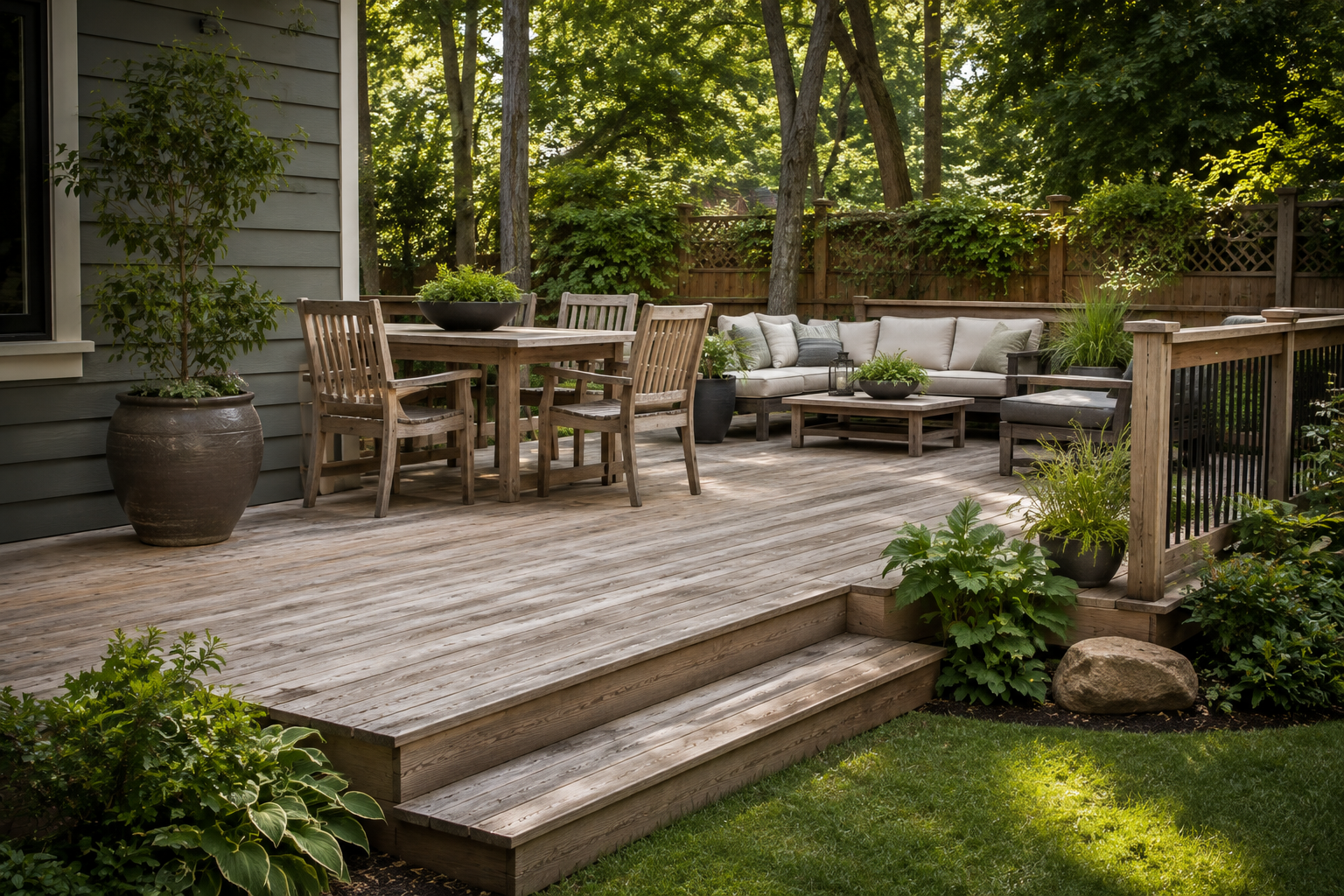 weathered cedar deck